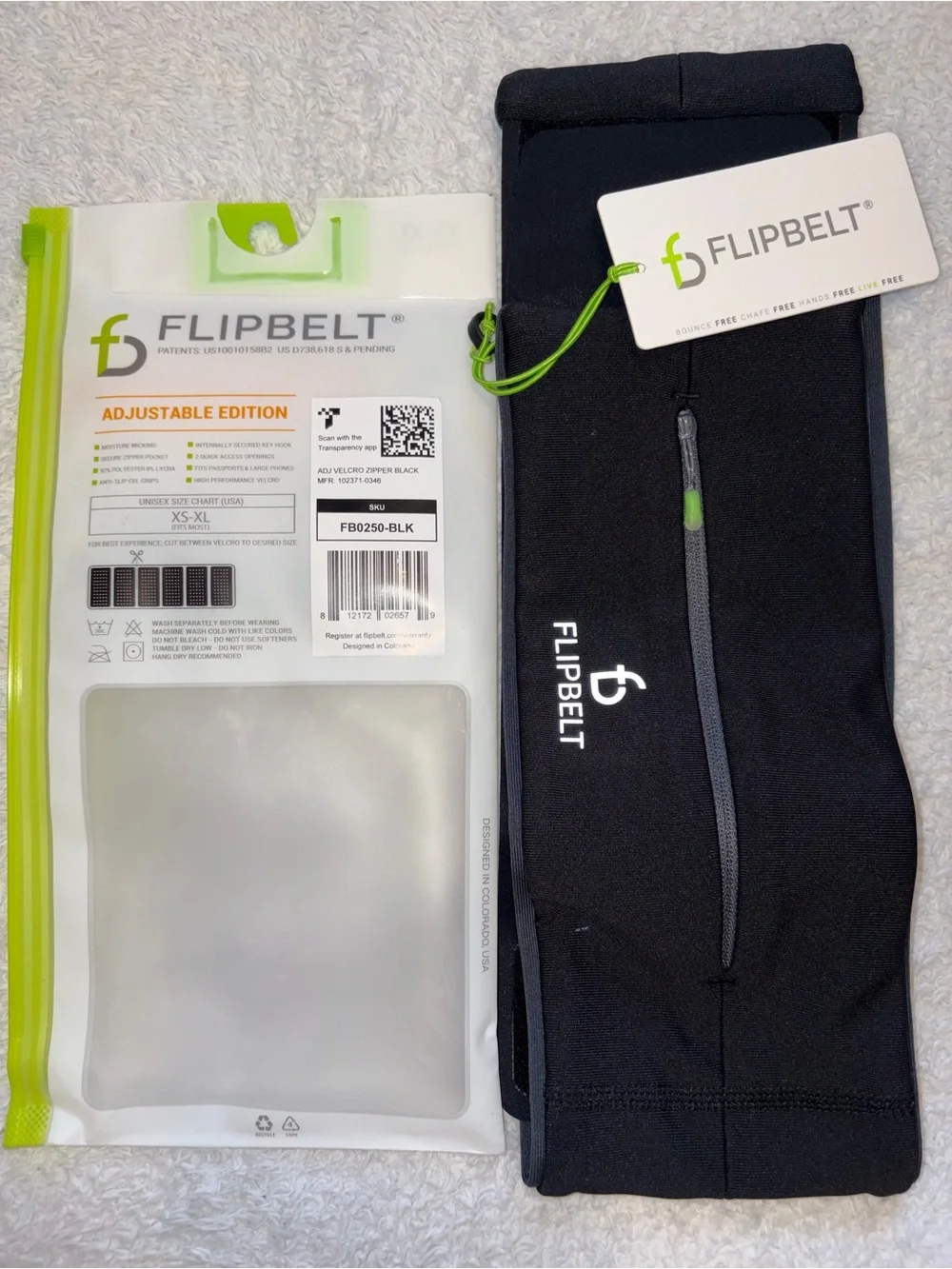 FlipBelt Adjustable Running Belt - Black